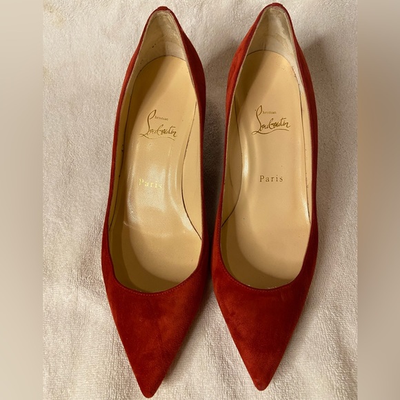 Christian Louboutin Pipina wedges sz 39 red suede - Picture 9 of 10